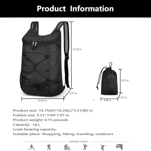 Levayhill traveling 16L packable backpack — photo 3