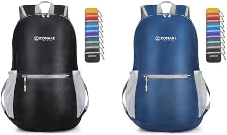 Black and navy blue 20l packable daypack