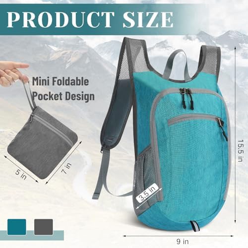 Locmeo teal small travel hiking backpack set — photo 3