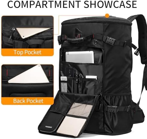 Extra large capacity travel sports backpack black — photo 4