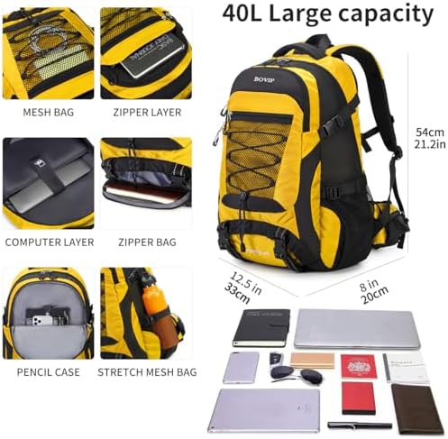 Yellow 40L waterproof hiking daypack — photo 3
