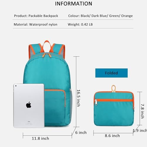 Green Lightweight Packable Hiking Daypack — photo 3