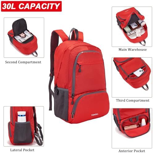 Burgundy 30L Foldable Hiking Backpack — photo 4