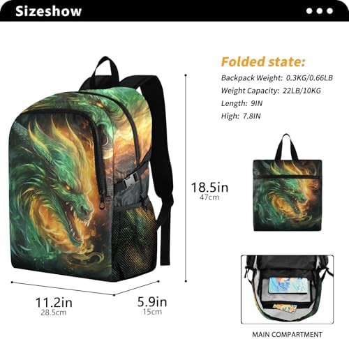 Green fire dragon foldable hiking daypack — photo 3