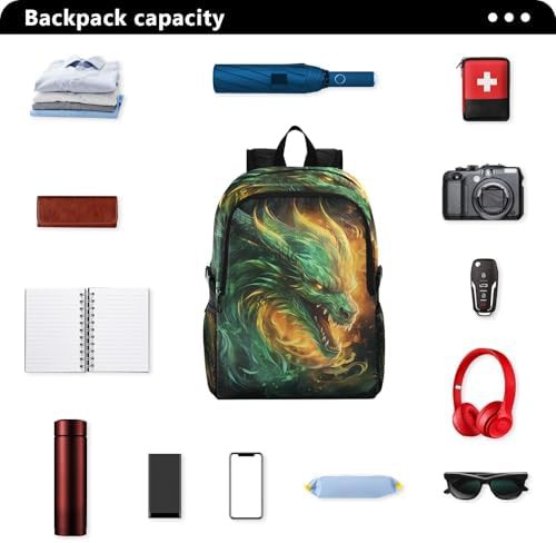 Green fire dragon foldable hiking daypack — photo 5