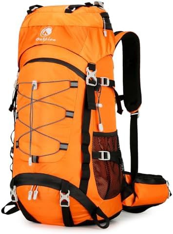 Orange 60l waterproof backpacking pack