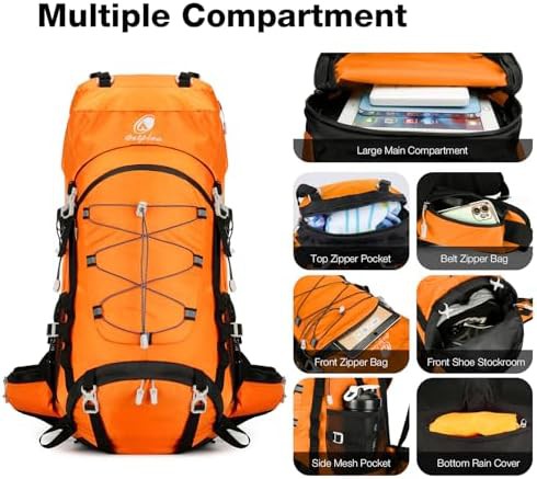 Orange 60l waterproof backpacking pack — photo 3