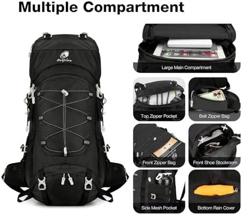 Black 60l camping backpacking pack — photo 3