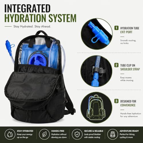Black hiking daypack with rain cover — photo 5