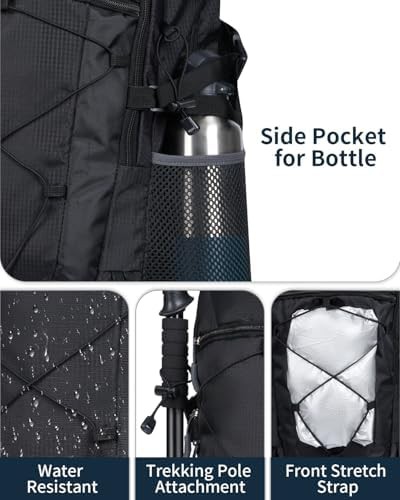 Black lightweight waterproof camping daypack forty l — photo 3