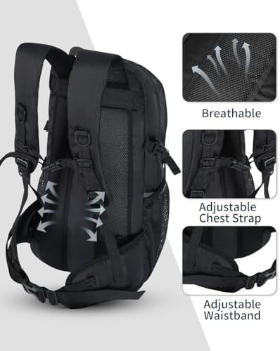 Black lightweight waterproof camping daypack forty l — photo 4