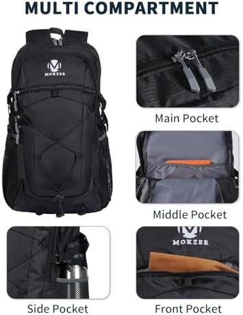 Black lightweight waterproof camping daypack forty l — photo 5