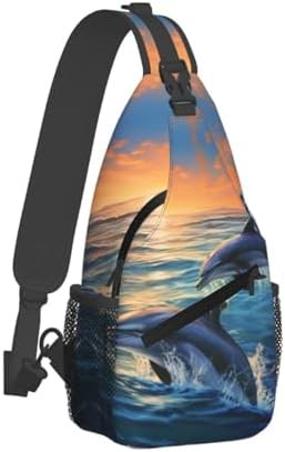 Dolphins in the sea sling hiking backpack