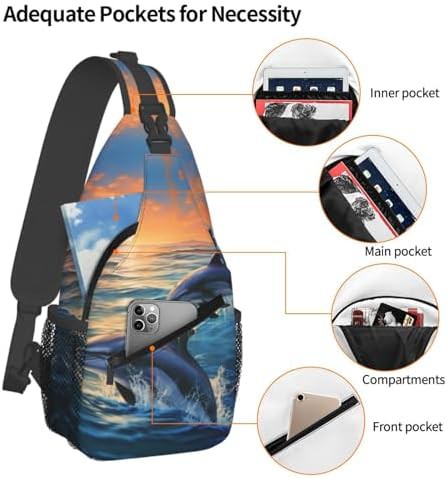 Dolphins in the sea sling hiking backpack — photo 3