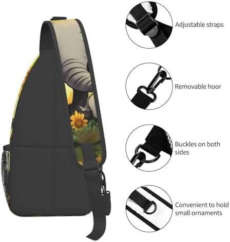 Mother elephant sunflowers sling hiking backpack — photo 4