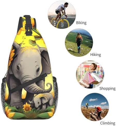 Mother elephant sunflowers sling hiking backpack — photo 5