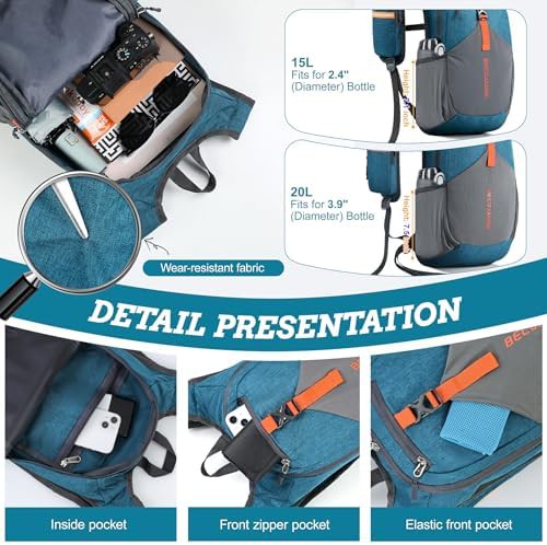 Turquoise foldable 15L ultralight hiking backpack — photo 3