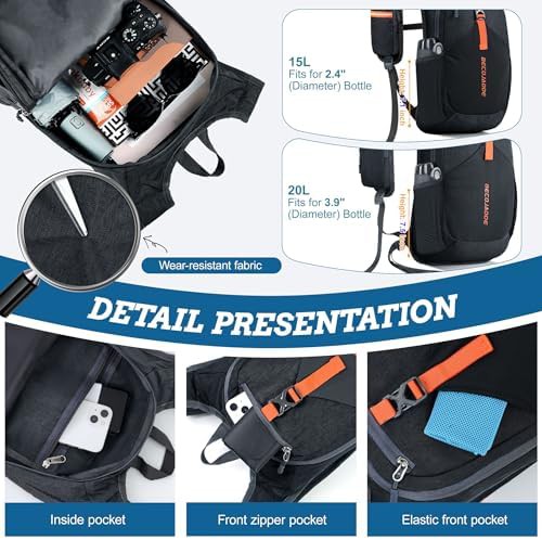 Black foldable 15L ultralight hiking daypack — photo 3