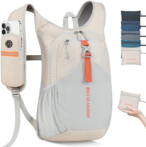 Beige ultralight 15L packable hiking backpack