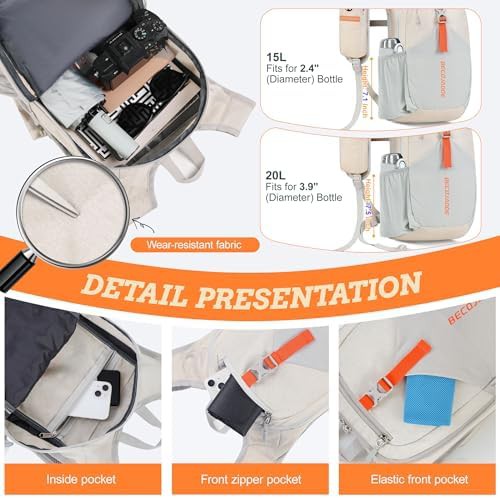 Beige ultralight 15L packable hiking backpack — photo 3