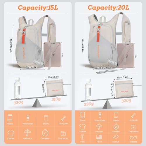 Beige ultralight 15L packable hiking backpack — photo 4
