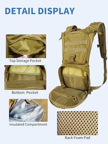 Khaki tactical hydration pack with water bladder — photo 4
