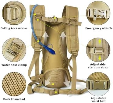 Khaki tactical hydration pack with water bladder — photo 5