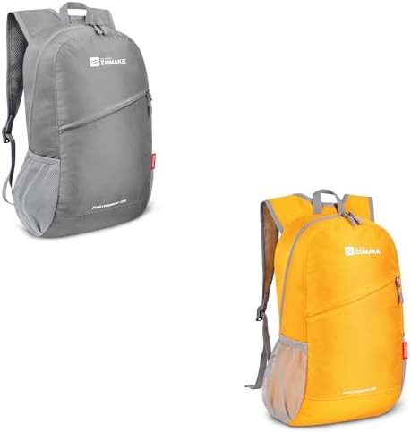 Silver grey and yellow 20l packable backpack