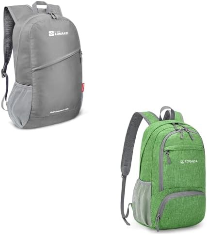Silver grey and dark green 20L hiking daypack