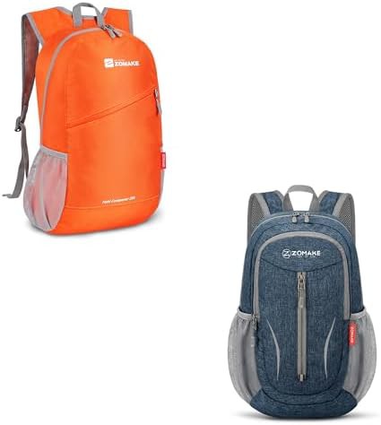 Orange and navy blue 10l hiking backpack