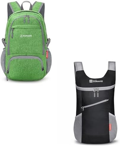 Dark green and black 25L foldable backpack