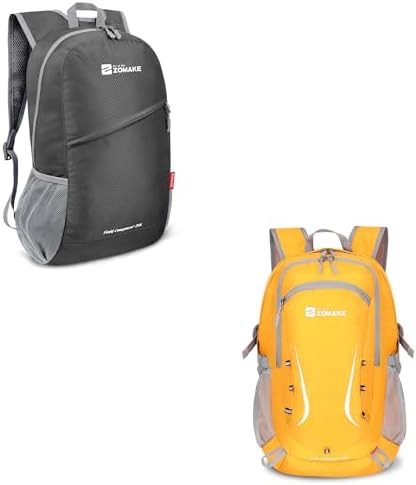 Medium grey and yellow 20l ultralight travel backpack