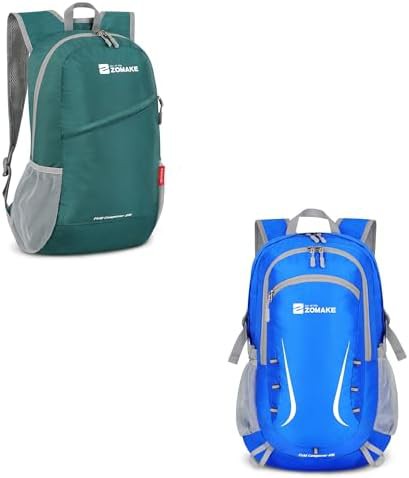 Turquoise green and dark blue 20l packable backpack