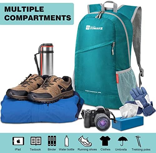 Turquoise green and dark blue 20l packable backpack — photo 3