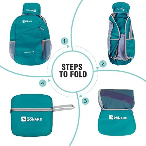 Turquoise green and dark blue 20l packable backpack — photo 5