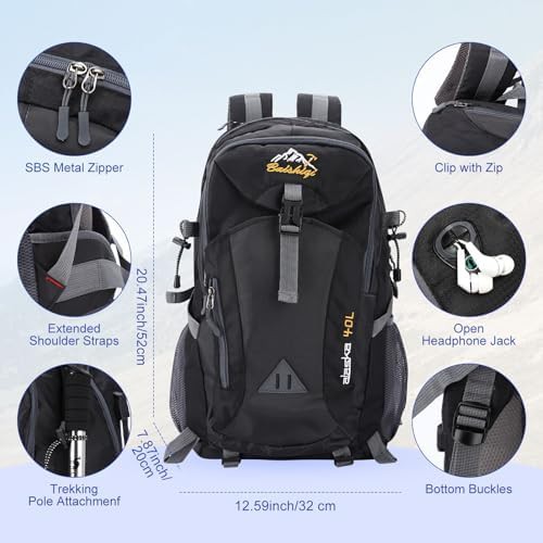 Black waterproof packable hiking daypack 40l — photo 3