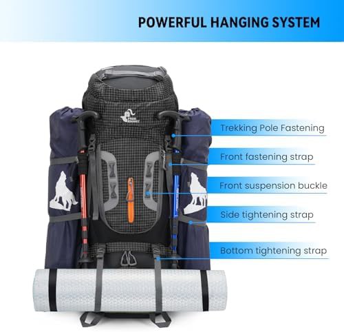 Bseash 80L touring hiking backpack in purple — photo 5
