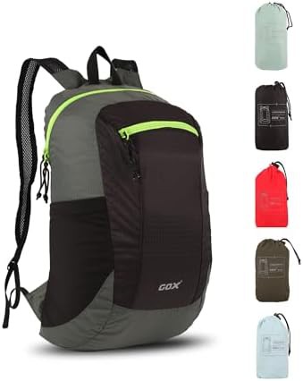 Black foldable 20L hiking daypack