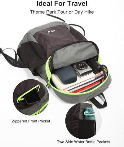 Black foldable 20L hiking daypack — photo 3