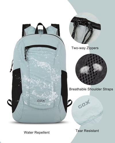 Sky blue foldable 20L hiking daypack — photo 4