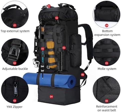 Black expandable military tactical hiking rucksack — photo 4