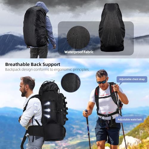 Black expandable military tactical hiking rucksack — photo 5