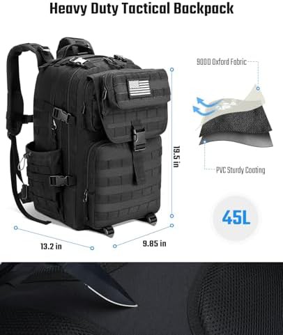 Heavy Duty 45L Military Rucksack Black — photo 3