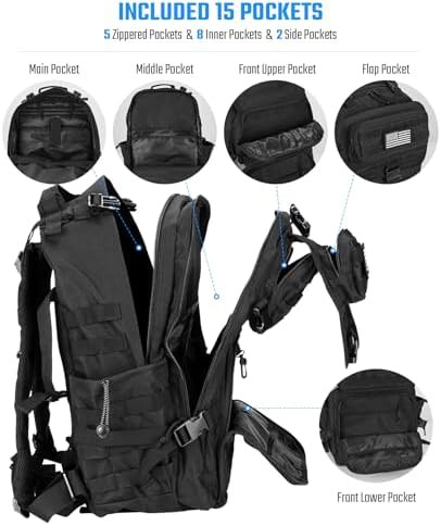Heavy Duty 45L Military Rucksack Black — photo 5