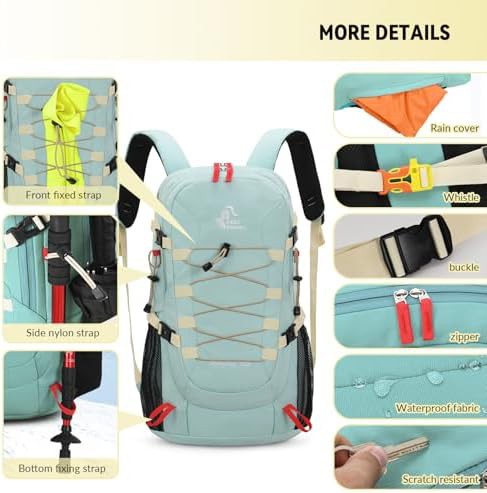 Bseash 40l waterproof hiking backpack in pink — photo 4