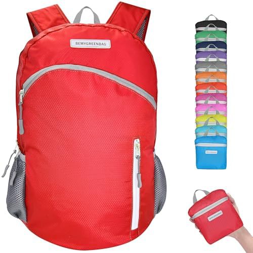 Red foldable waterproof hiking backpack 35l