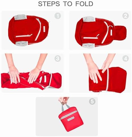 Red foldable waterproof hiking backpack 35l — photo 5