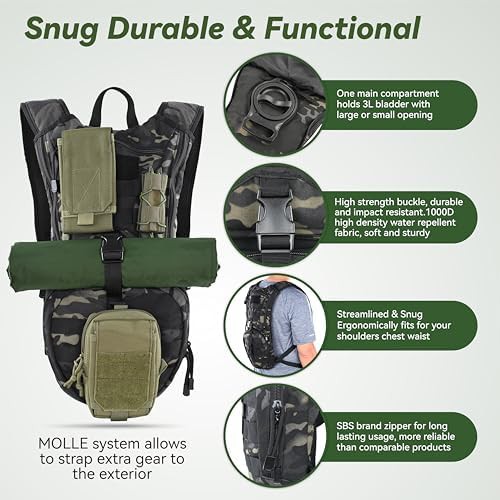 Black camo tactical molle hydration pack — photo 3