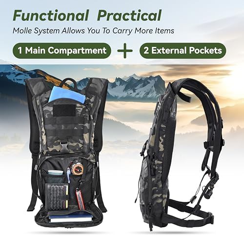 Black camo tactical molle hydration pack — photo 4