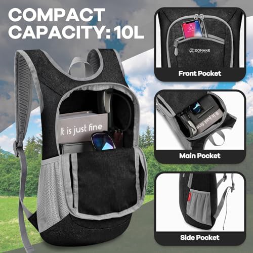 Black and grey 10l ultralight daypack — photo 4